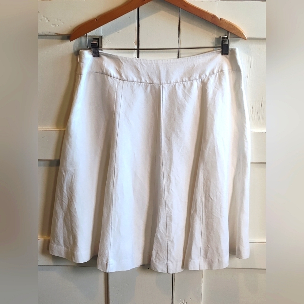 Ann Taylor Women's Off White Linen Blend A-Line Midi Skirt | Size 6 - Picture 2 of 4